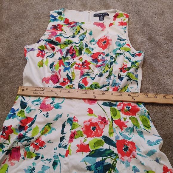 American Living Size 10 Floral Flower Print Dress Sleeveless Cotton Wedding - Picture 5 of 11